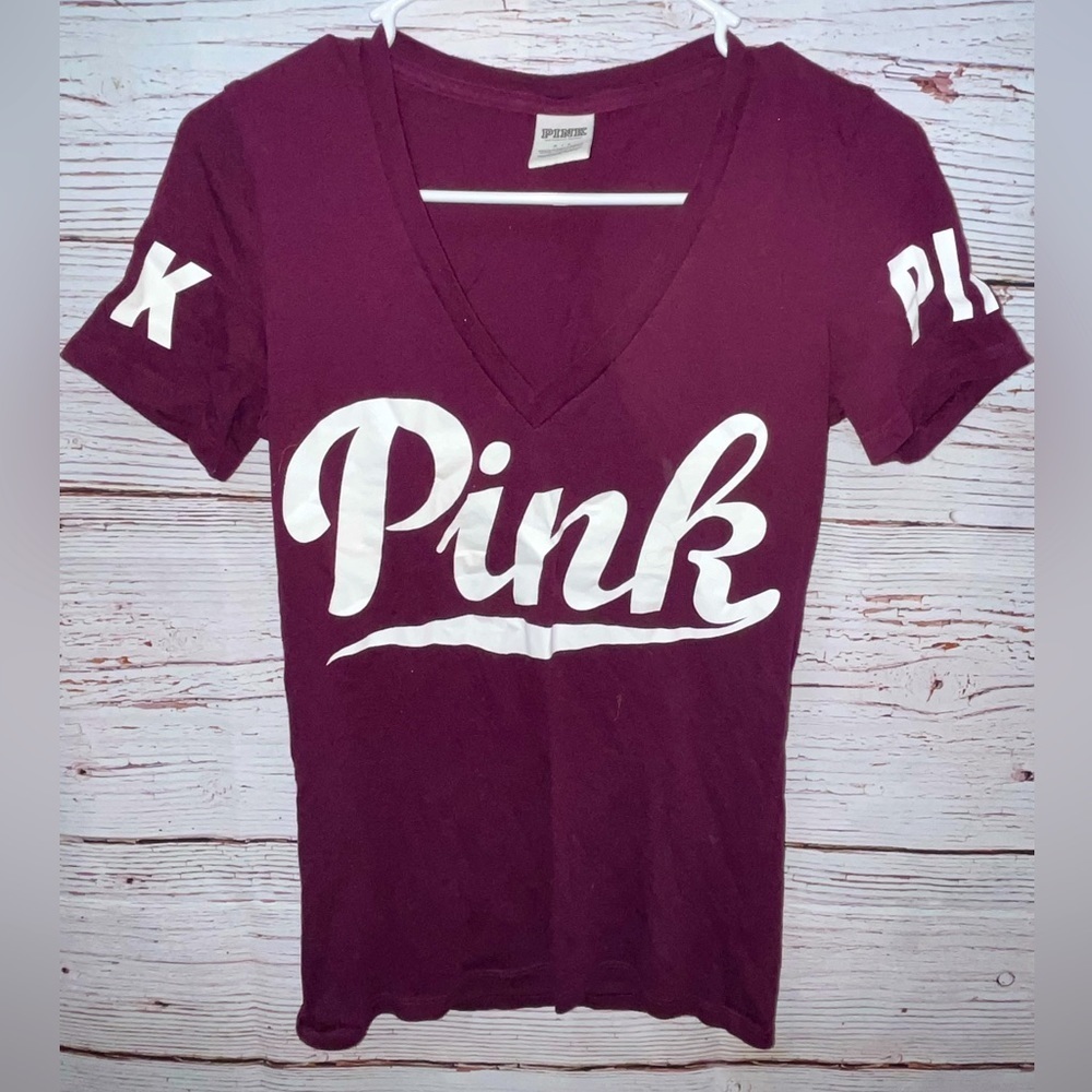 PINK Victoria’s Secret Maroon V-Neck Tee